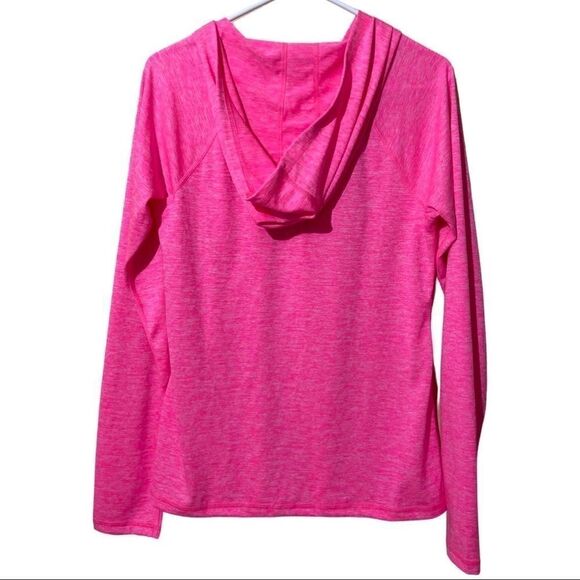 Ideology Heathered Hot Pink Long Sleeve Hooded Pullover Activewear Top - Picture 2 of 4